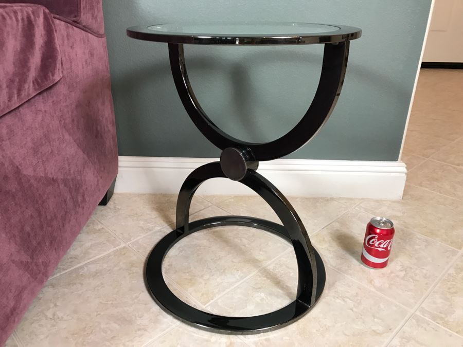 Modern Metal And Glass Circular Side Table [Photo 6]