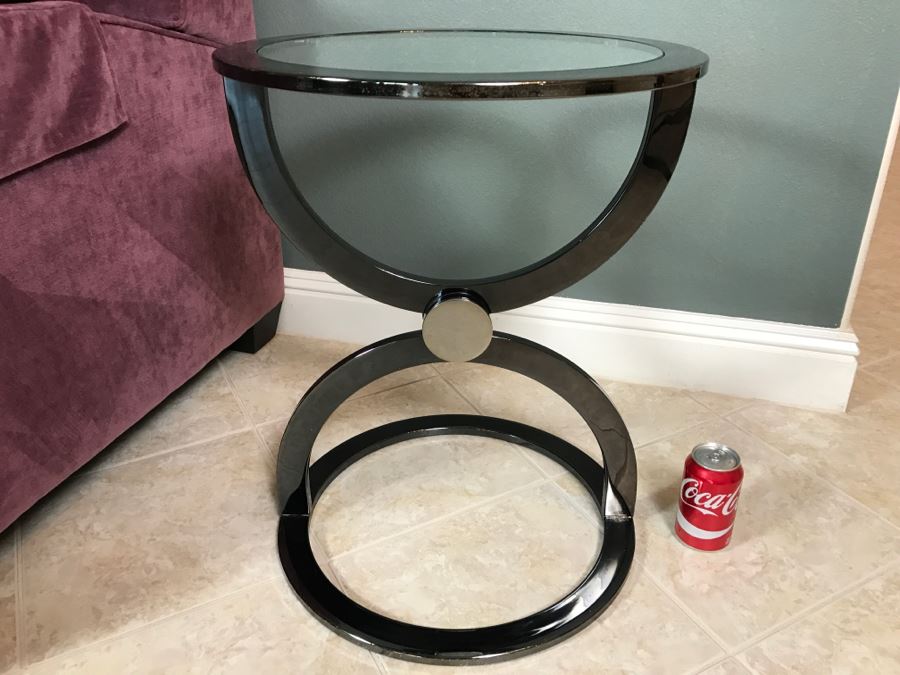 Modern Metal And Glass Circular Side Table [Photo 2]