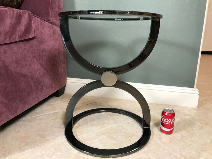Modern Metal And Glass Circular Side Table [Photo 3]