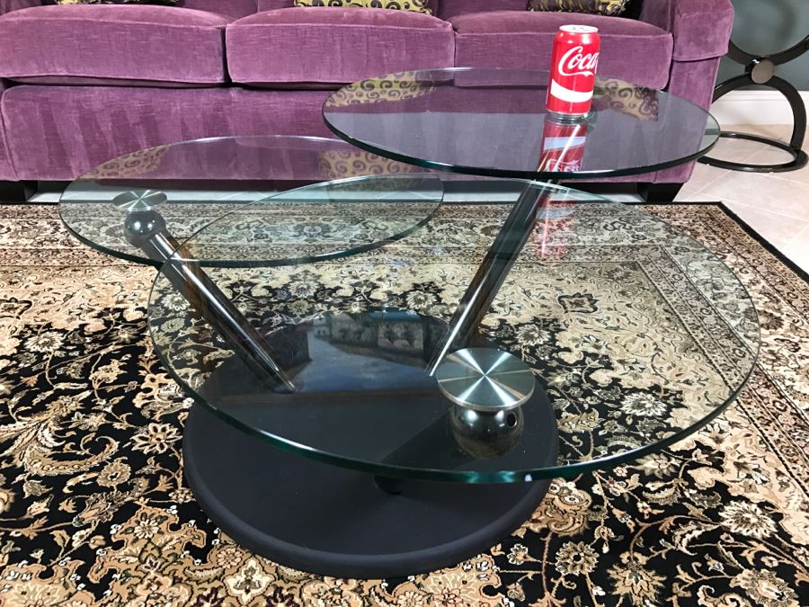 Modern Metal And Glass 3-Arm Adjustable Coffee Table [Photo 3]