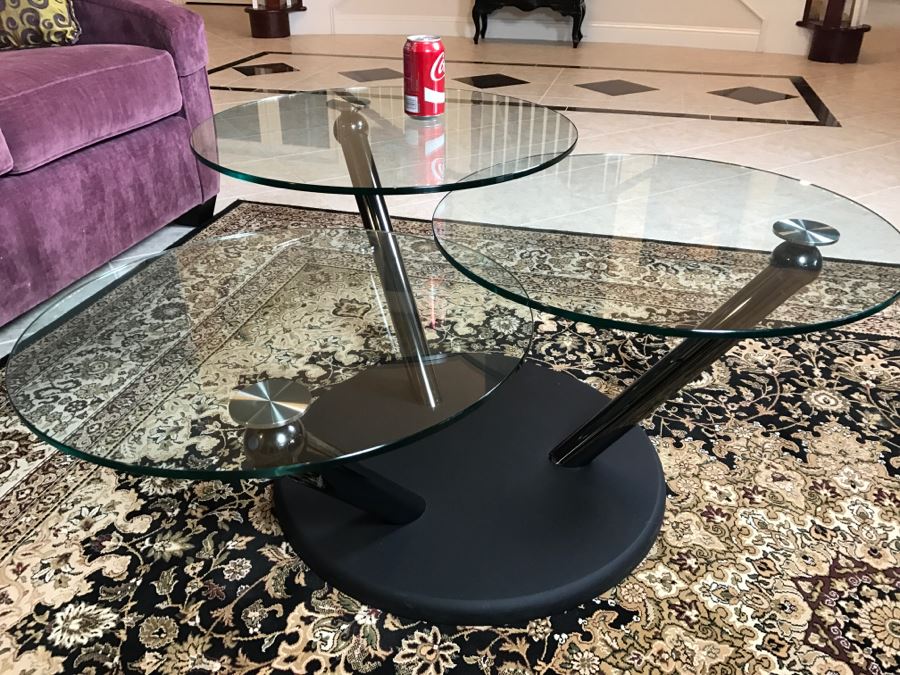 Modern Metal And Glass 3-Arm Adjustable Coffee Table [Photo 8]