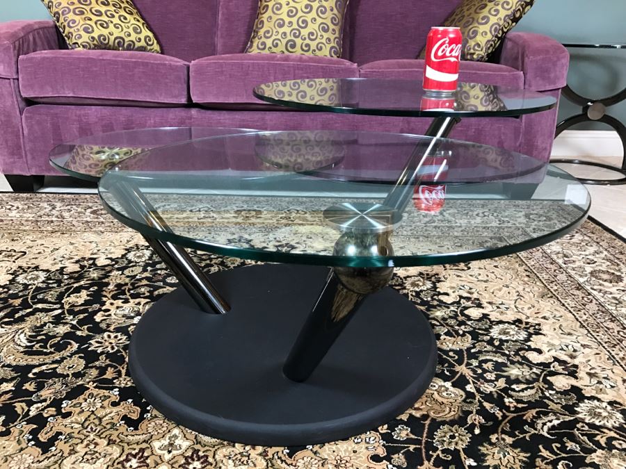 Modern Metal And Glass 3-Arm Adjustable Coffee Table [Photo 2]