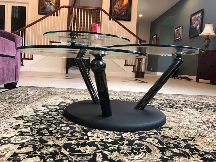 Modern Metal And Glass 3-Arm Adjustable Coffee Table [Photo 6]