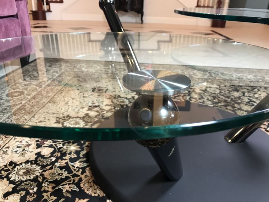 Modern Metal And Glass 3-Arm Adjustable Coffee Table [Photo 5]