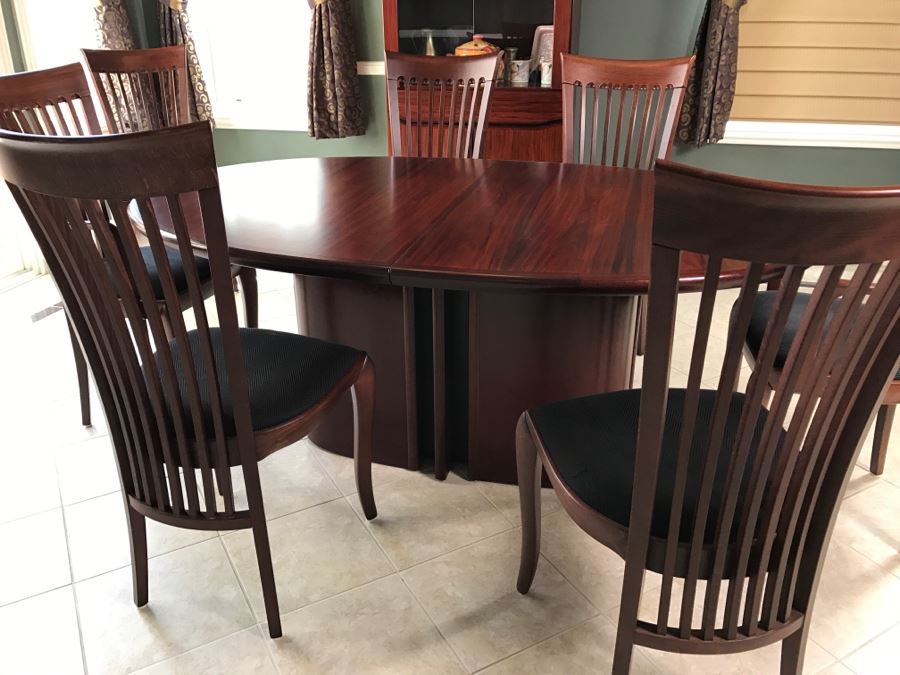 Skovby Danish Dining Table With (8) High End Italian Designer Dining Chairs By A. Sibau [Photo 20]