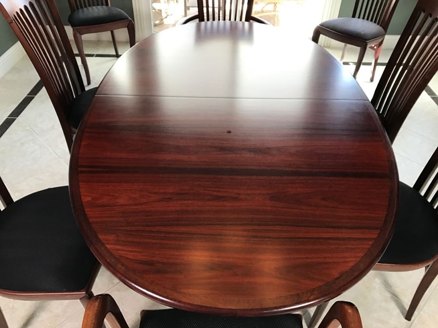 Skovby Danish Dining Table With (8) High End Italian Designer Dining Chairs By A. Sibau [Photo 18]
