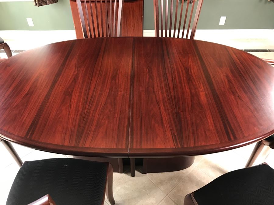 Skovby Danish Dining Table With (8) High End Italian Designer Dining Chairs By A. Sibau [Photo 21]