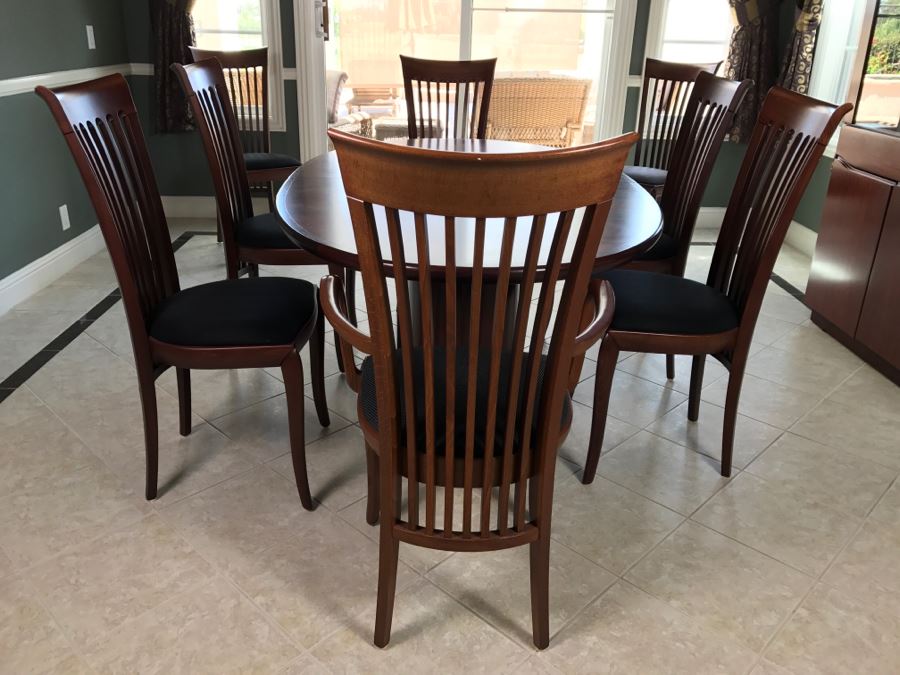 Skovby Danish Dining Table With (8) High End Italian Designer Dining Chairs By A. Sibau [Photo 17]