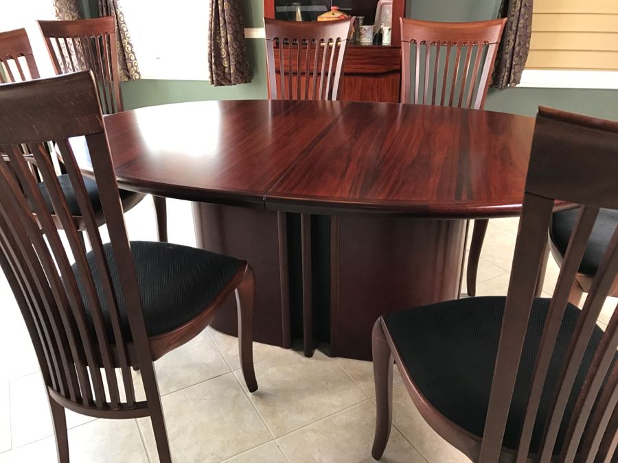 Skovby Danish Dining Table With (8) High End Italian Designer Dining Chairs By A. Sibau [Photo 19]