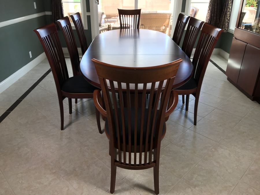 Skovby Danish Dining Table With (8) High End Italian Designer Dining Chairs By A. Sibau [Photo 4]