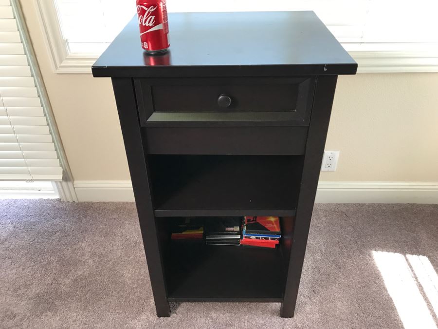 Black All Wood Cabinet With Shelves And Drawer [Photo 3]
