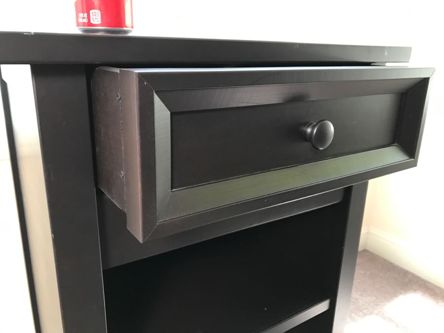 Black All Wood Cabinet With Shelves And Drawer [Photo 4]