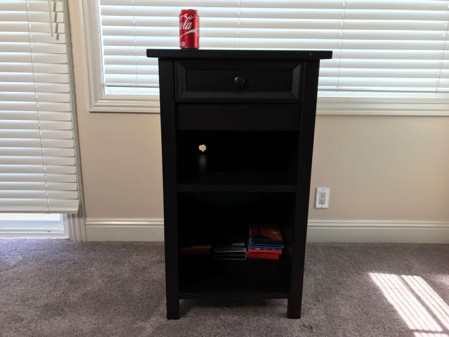 Black All Wood Cabinet With Shelves And Drawer [Photo 2]