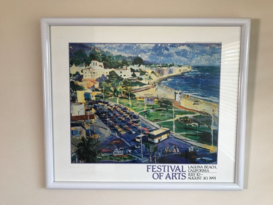 Festival Of Arts Laguna Beach, CA 1991 Framed Poster 'Laguna Late Afternoon' By Michael Jacques [Photo 1]