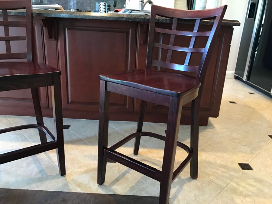 Pair Of Wooden Bar Stools Chairs [Photo 5]