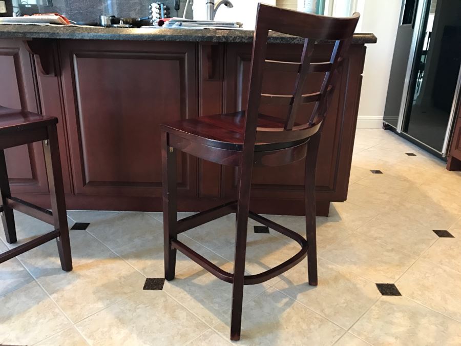 Pair Of Wooden Bar Stools Chairs [Photo 4]