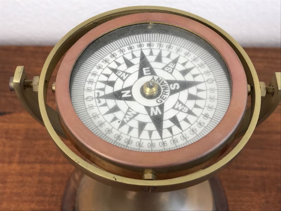 Brass Bimbaled Ship Compass Germany [Photo 4]