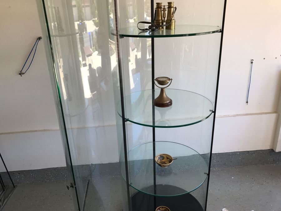 NICE Curved Class Curio Display Cabinet 4-Shelves With Top Mounted Light Perfect For Displaying Prized Collectibles [Photo 11]