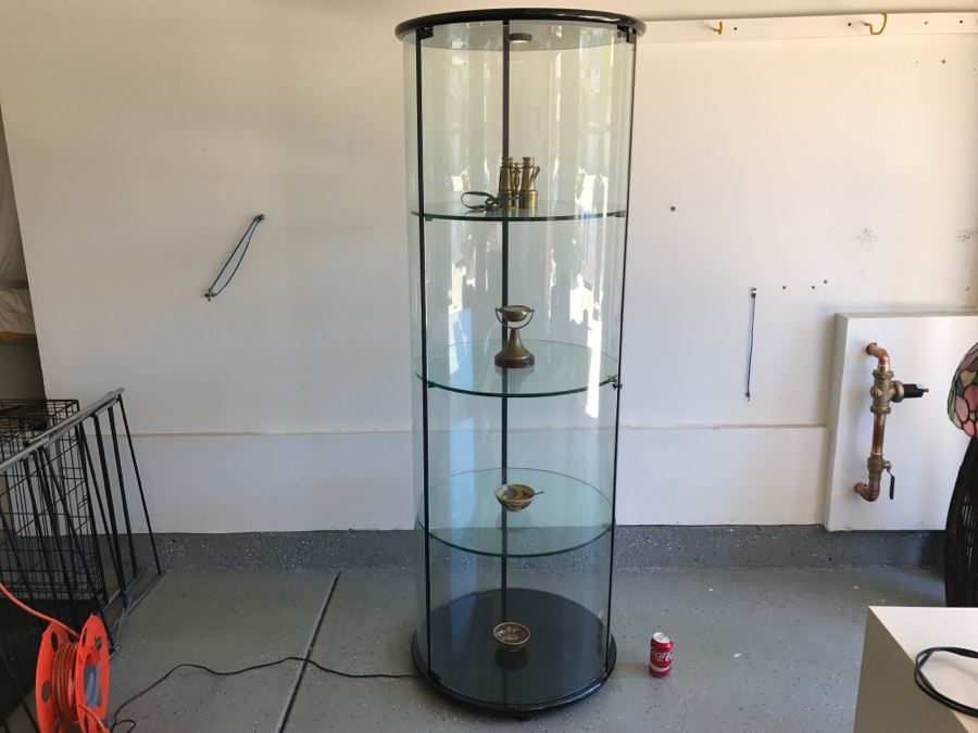 NICE Curved Class Curio Display Cabinet 4-Shelves With Top Mounted Light Perfect For Displaying Prized Collectibles [Photo 3]