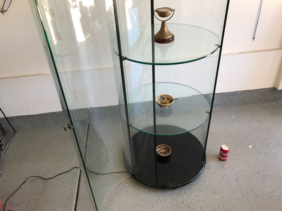 NICE Curved Class Curio Display Cabinet 4-Shelves With Top Mounted Light Perfect For Displaying Prized Collectibles [Photo 12]