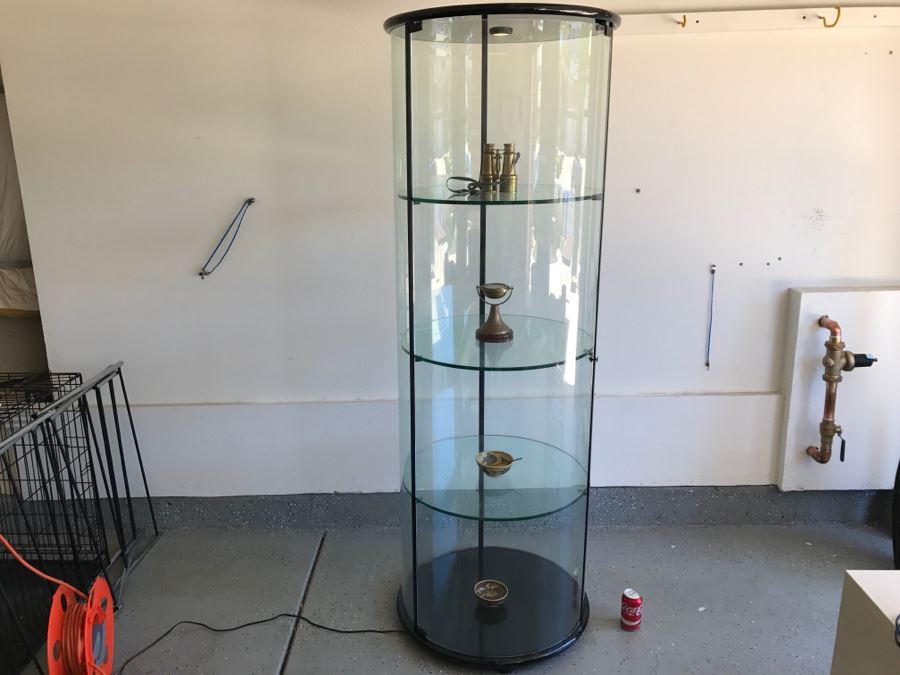 NICE Curved Class Curio Display Cabinet 4-Shelves With Top Mounted Light Perfect For Displaying Prized Collectibles [Photo 10]