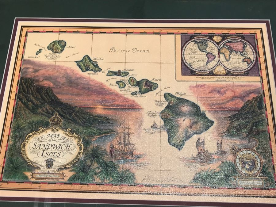 Framed Map Prints Of MAUI And Sandwich Isles [Photo 7]