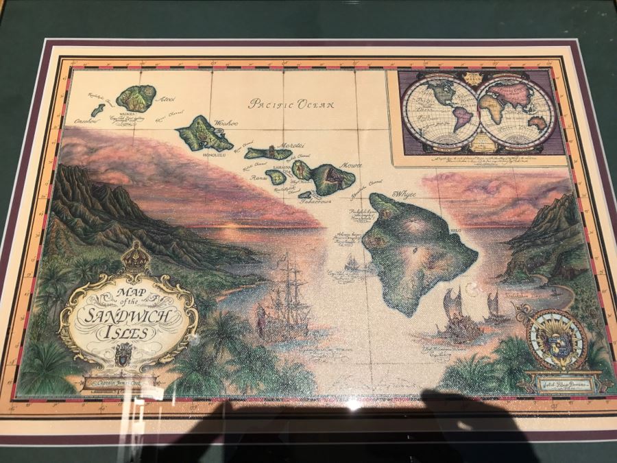 Framed Map Prints Of MAUI And Sandwich Isles [Photo 5]