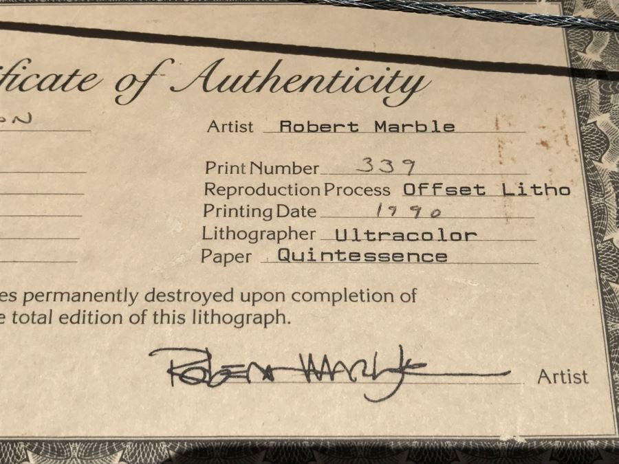 Robert Marble Signed Offset Litho Limited Edition 339 Of 950 [Photo 9]