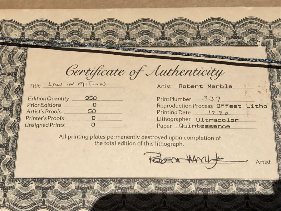 Robert Marble Signed Offset Litho Limited Edition 339 Of 950 [Photo 2]