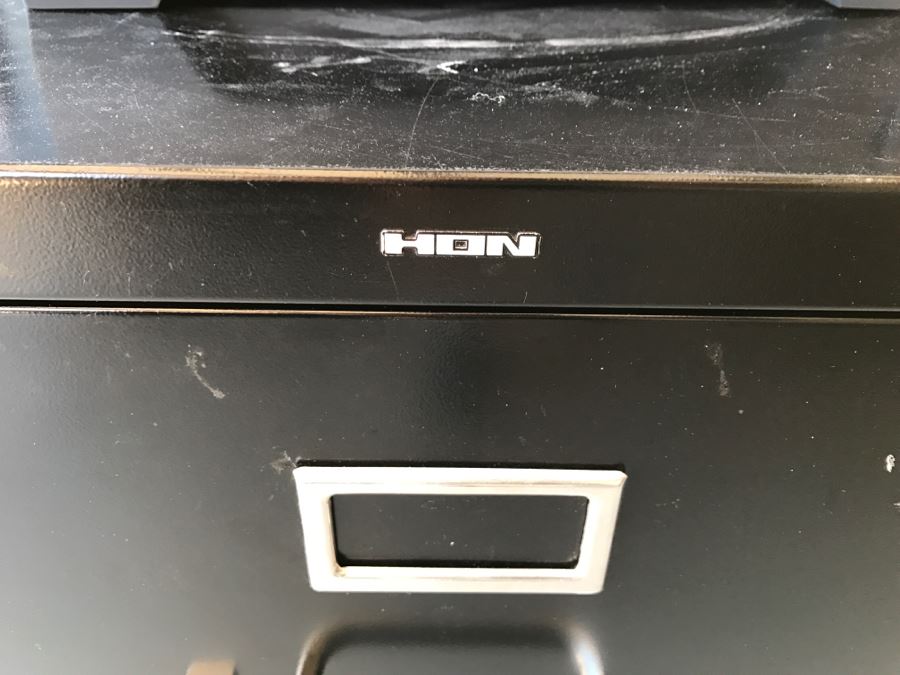 Pair Of Metal 2-Drawer Filing Cabinets - One Is HON [Photo 3]