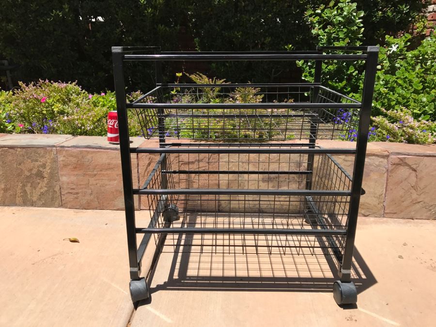 Metal Basket Organizer On Casters