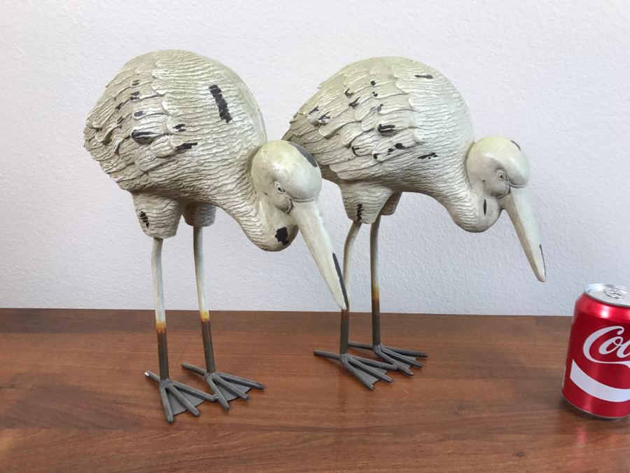 Pair Of Painted Metal Bird Sculptures [Photo 1]