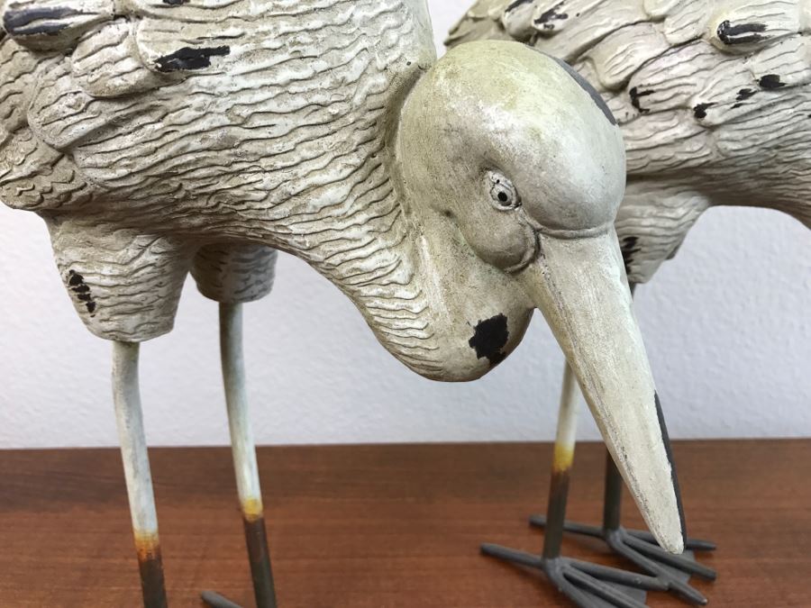 Pair Of Painted Metal Bird Sculptures [Photo 4]