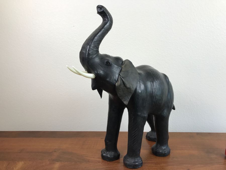 Leather Wrapped Elephant Statue [Photo 3]