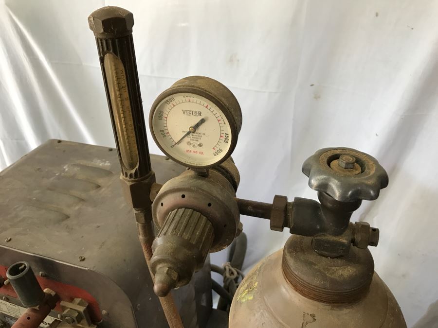 Miller Arc Welder Model HF-15 + Wards Powr-Kraft 230 Welder + Steel Welding Bench + Argon Tank [Photo 9]