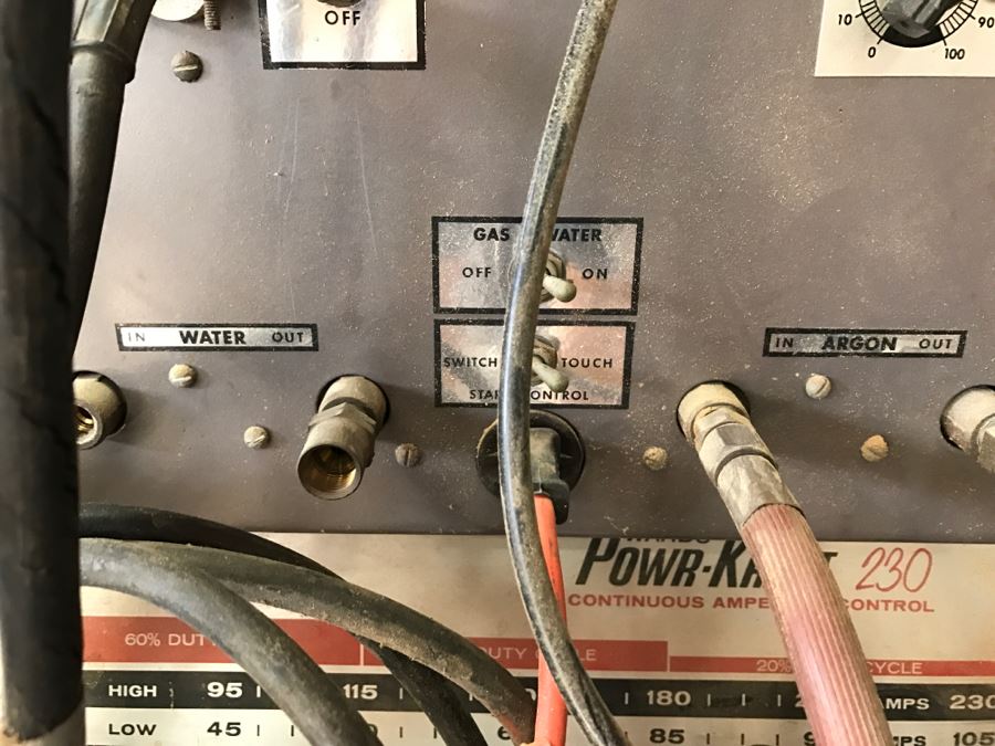 Miller Arc Welder Model HF-15 + Wards Powr-Kraft 230 Welder + Steel Welding Bench + Argon Tank [Photo 6]