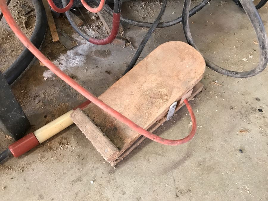 Miller Arc Welder Model HF-15 + Wards Powr-Kraft 230 Welder + Steel Welding Bench + Argon Tank [Photo 13]