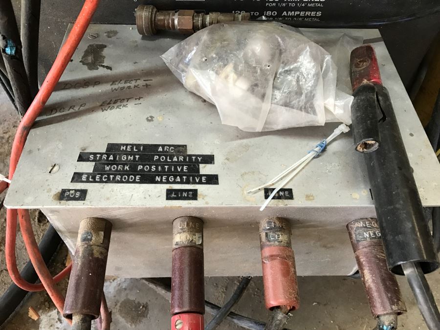 Miller Arc Welder Model HF-15 + Wards Powr-Kraft 230 Welder + Steel Welding Bench + Argon Tank [Photo 8]