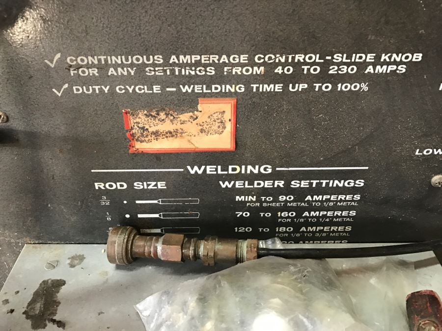 Miller Arc Welder Model HF-15 + Wards Powr-Kraft 230 Welder + Steel Welding Bench + Argon Tank [Photo 7]