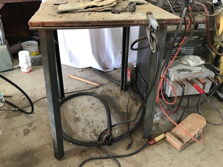 Miller Arc Welder Model HF-15 + Wards Powr-Kraft 230 Welder + Steel Welding Bench + Argon Tank [Photo 15]