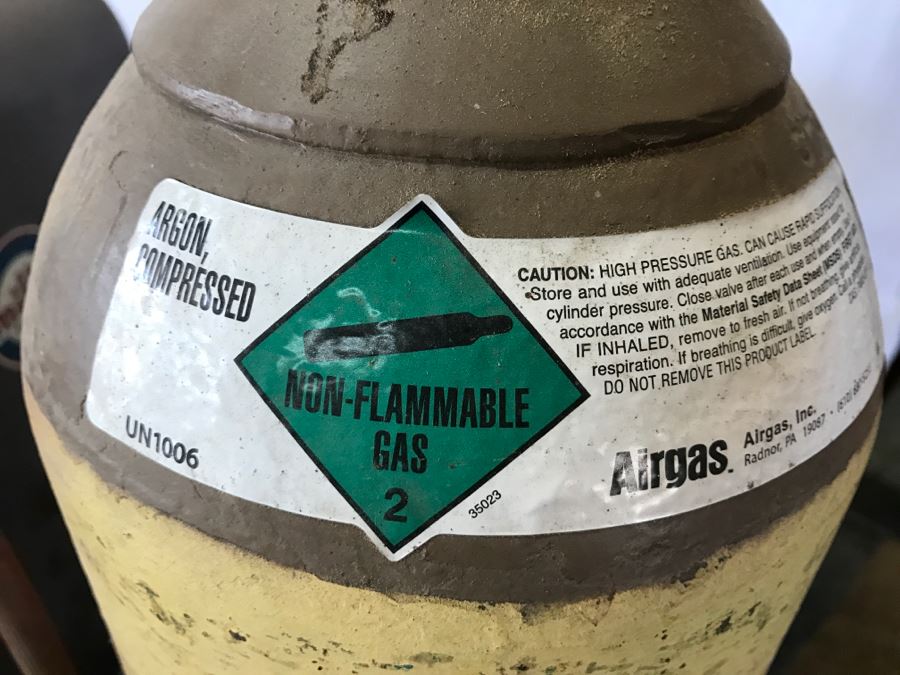 Miller Arc Welder Model HF-15 + Wards Powr-Kraft 230 Welder + Steel Welding Bench + Argon Tank [Photo 10]