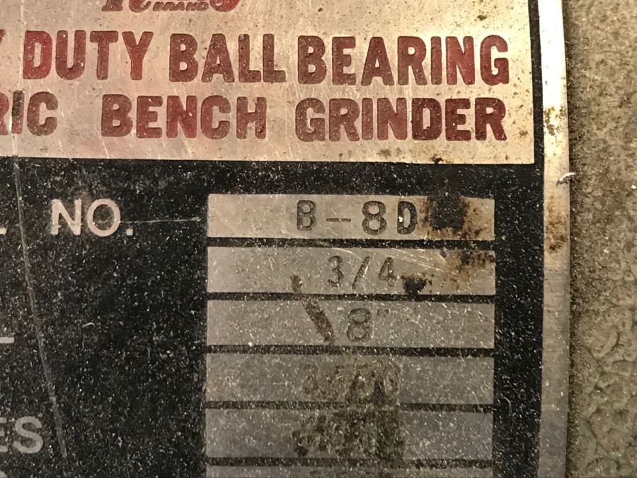 Heavy Duty Ball Bearing Electric Bench Grinder With Stand By KING Brand Model No B-8D 3/4 H.P. 8' Wheel [Photo 5]