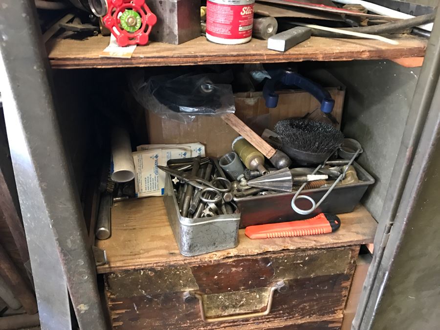 Vintage Heavy-Duty Steel Green Locker Lockable With Key And Wooden Drawers And Shelving SOLD EMPTY [Photo 10]