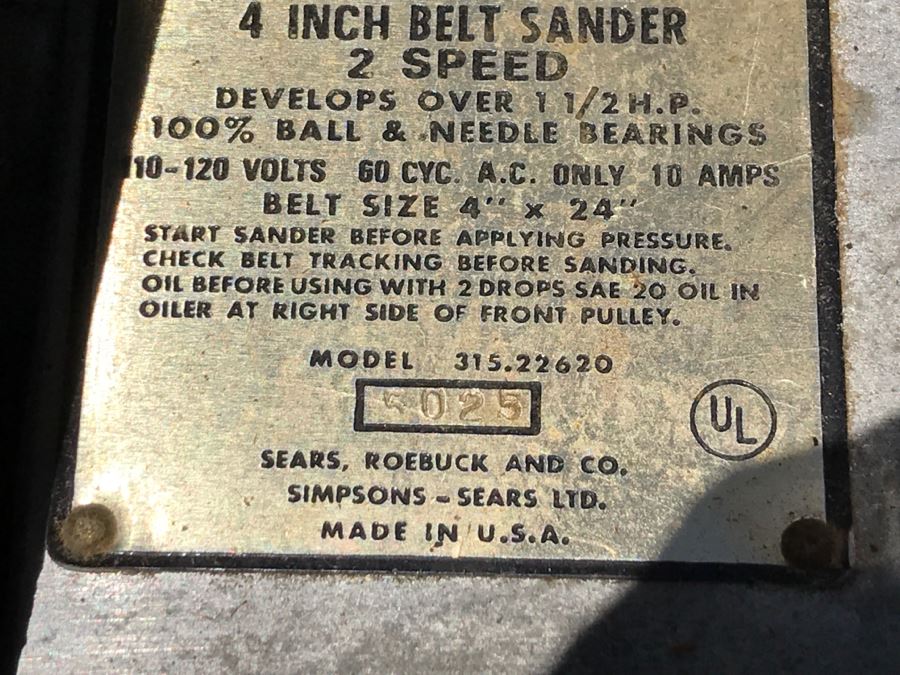 Craftsman 4 Inch Belt Sander Model 315.22620 5025 [Photo 5]