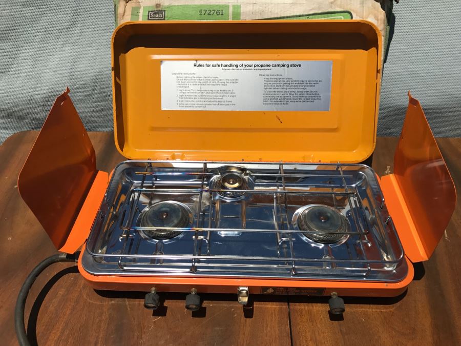 SEARS Deluxe 3-Burner Propane Stove Like New With Box Orange [Photo 8]