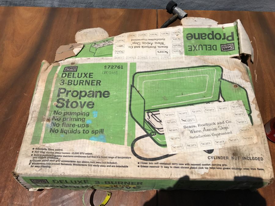 SEARS Deluxe 3-Burner Propane Stove Like New With Box Orange [Photo 4]