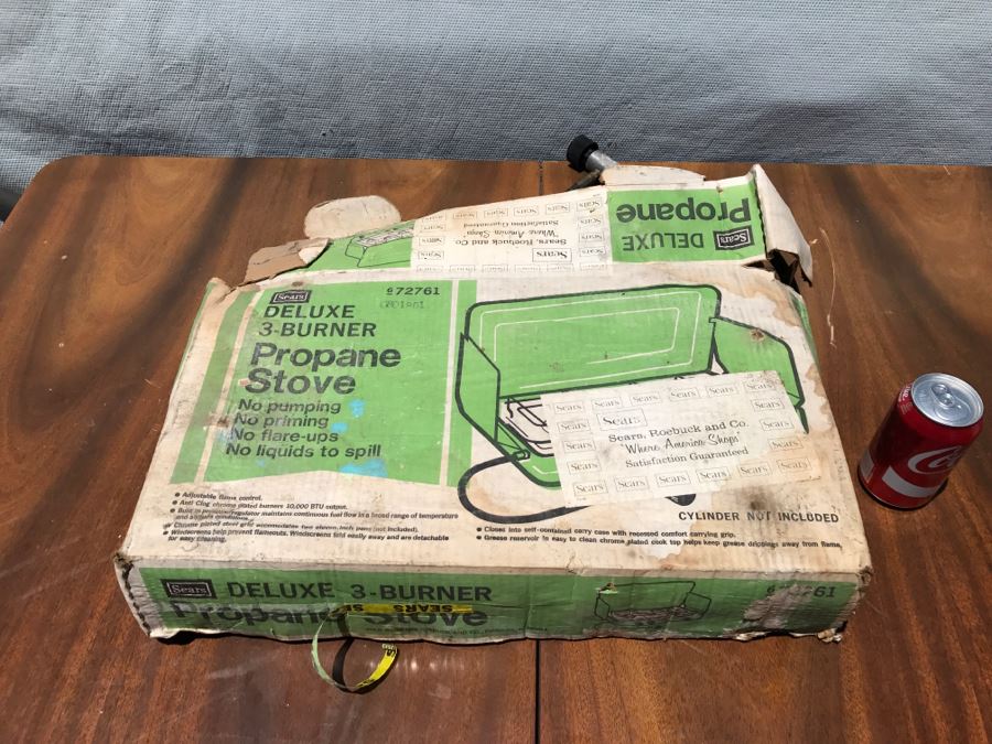 SEARS Deluxe 3-Burner Propane Stove Like New With Box Orange [Photo 3]