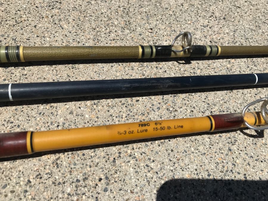 Set Of 3 Saltwater Fishing Poles Fenwick Pacificstik Fenglass And