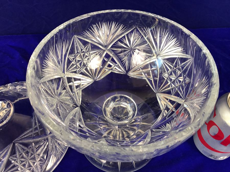 Genuine Hand Cut Lead Crystal Footed Lidded Candy Jar Made In Poland [Photo 11]