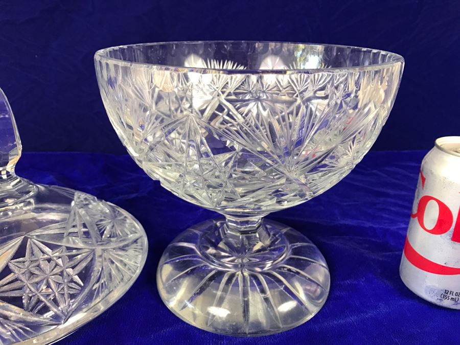 Genuine Hand Cut Lead Crystal Footed Lidded Candy Jar Made In Poland [Photo 10]
